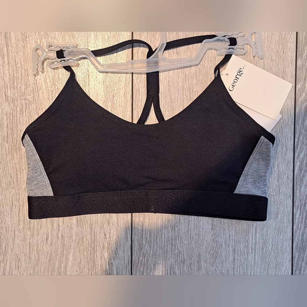 George Girls Black and Gray Crop Top Bralette